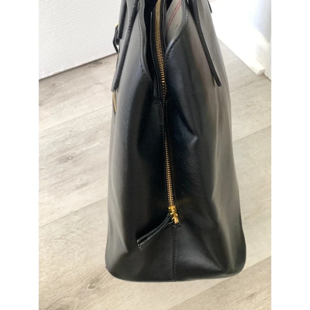 Fawn Design Black large Faux Leather Tote Minimalist diaper bag Shoulder black